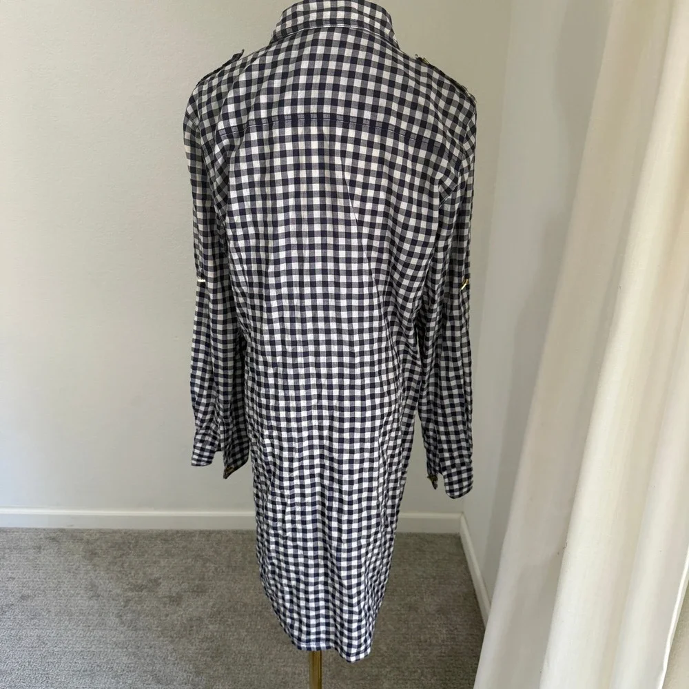 Tory Burch Gingham Shirt Dress Sz 8 Cotton Classic Preppy Designer Polished Chic